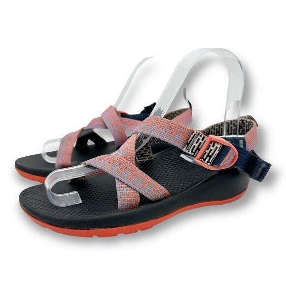 Chaco Kids Waterproof Sport Swim Hiking Sandals Orange Blue Size 4 - Picture 3 of 12